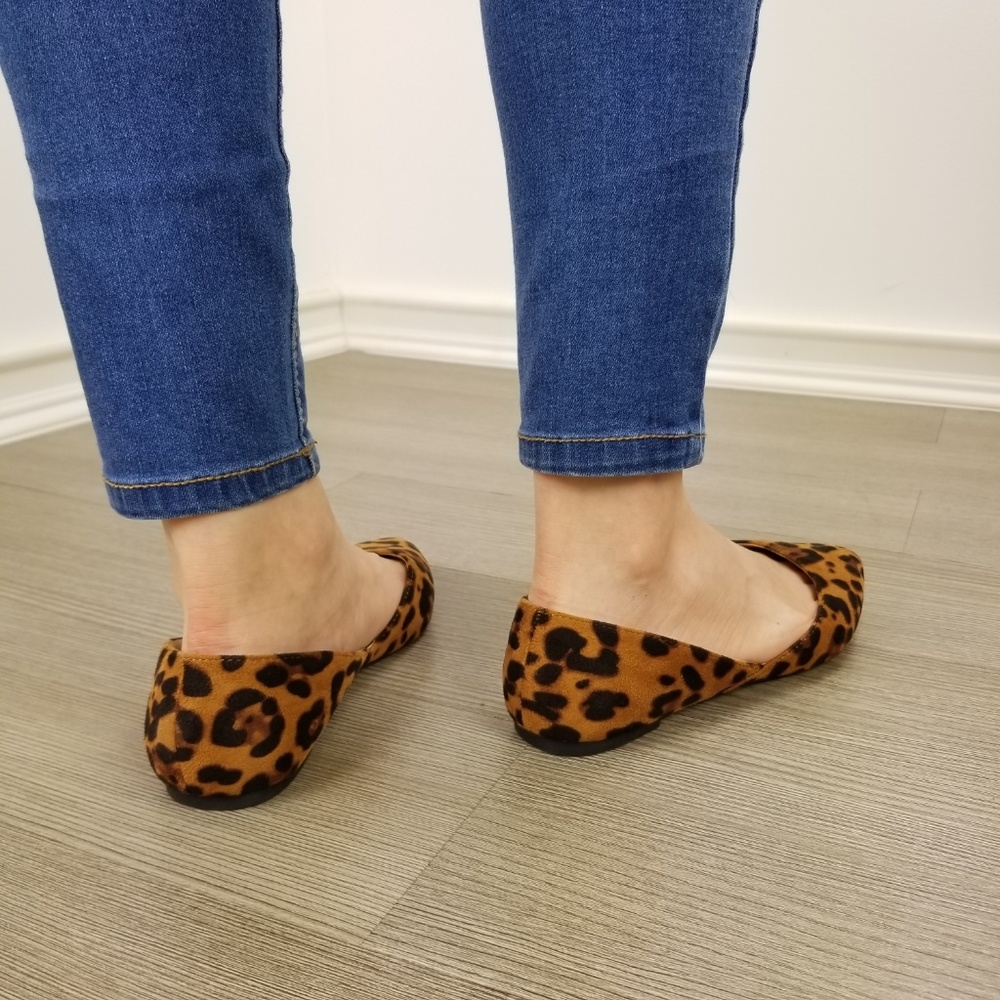 Leopard Print Vegan Suede Slip On Flats - Picture 14 of 16